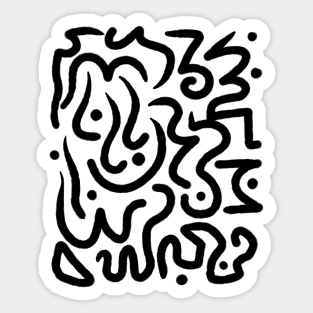 Abstract Doodle Pattern Black and White Sticker